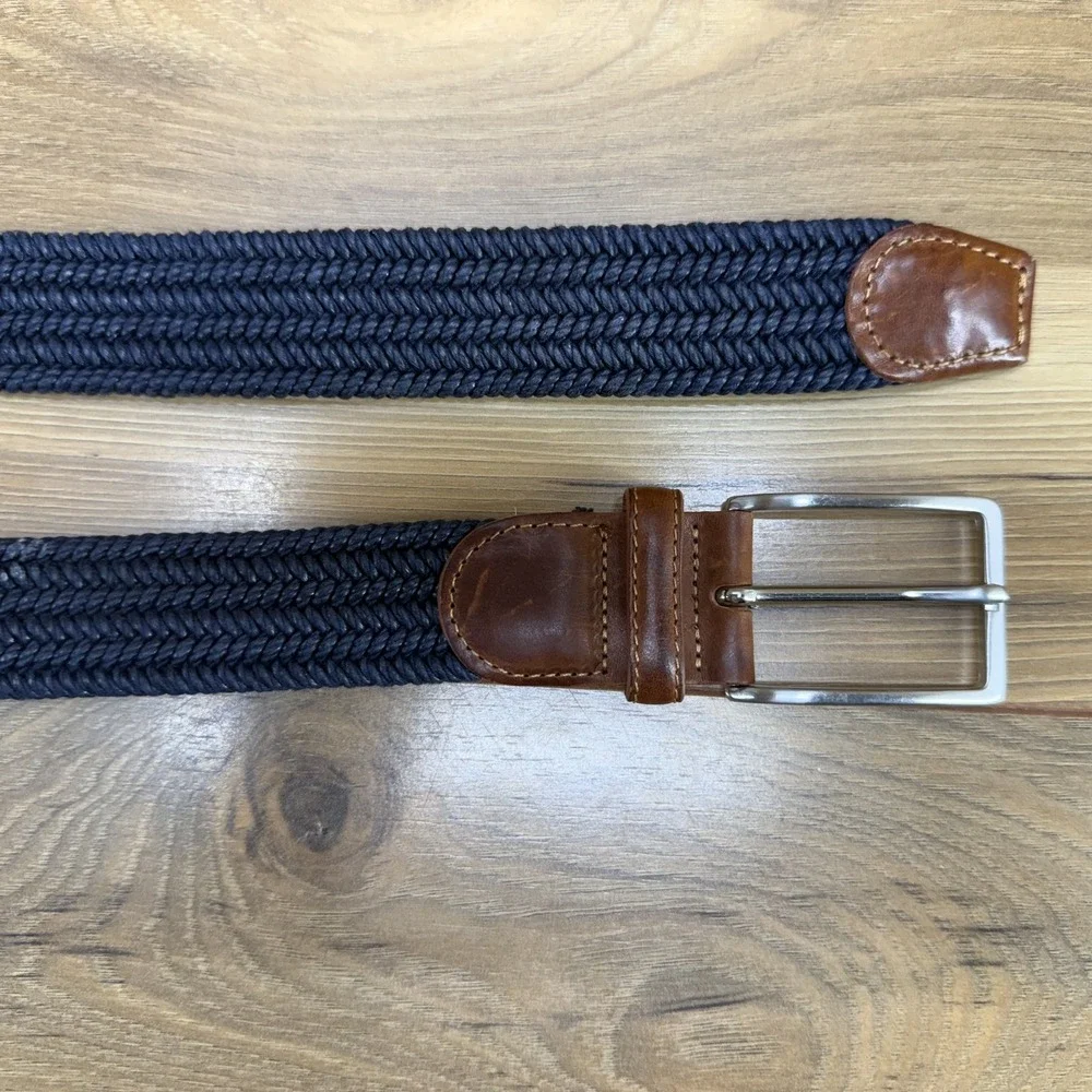 Peter Millar Golf Mens Belt Size 40 Navy Blue Crafted Woven Stretch Belt